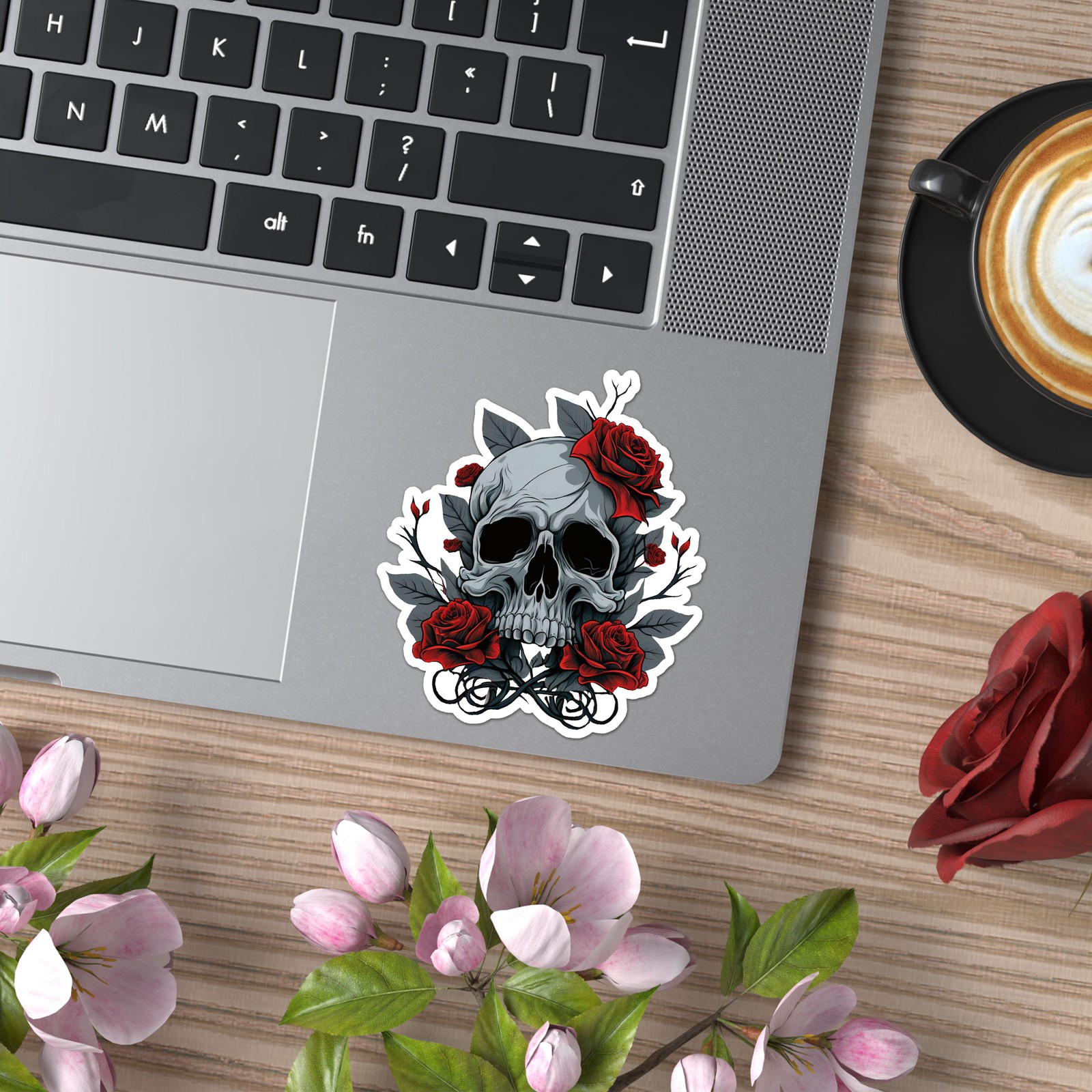 Skull Rose Thorns – Vinyl Decal Sticker – Car Window Laptop – ebn9993