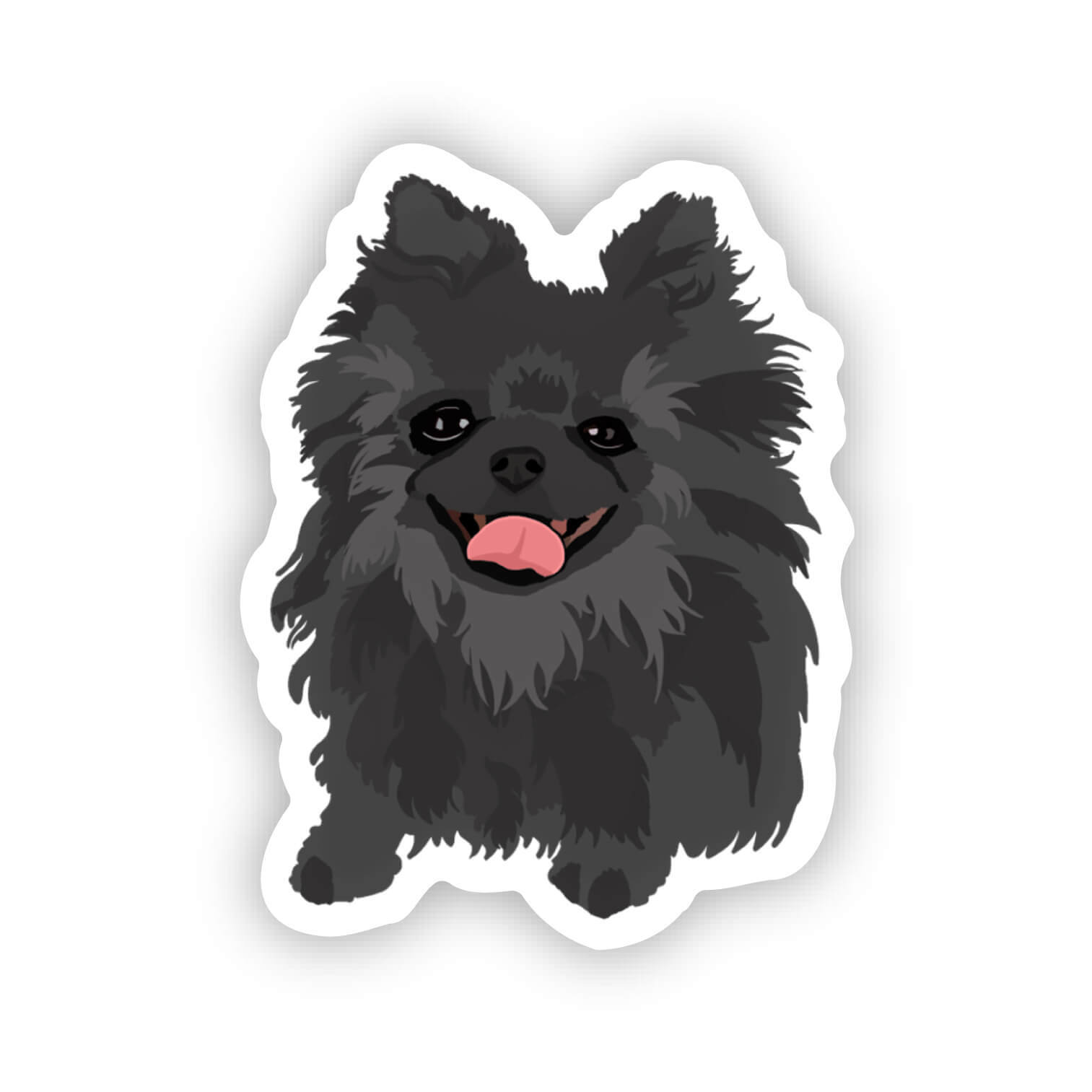 Pomeranian Black Gray Dog Sticker Water Bottle, Laptop, Phone, Dishwasher Safe