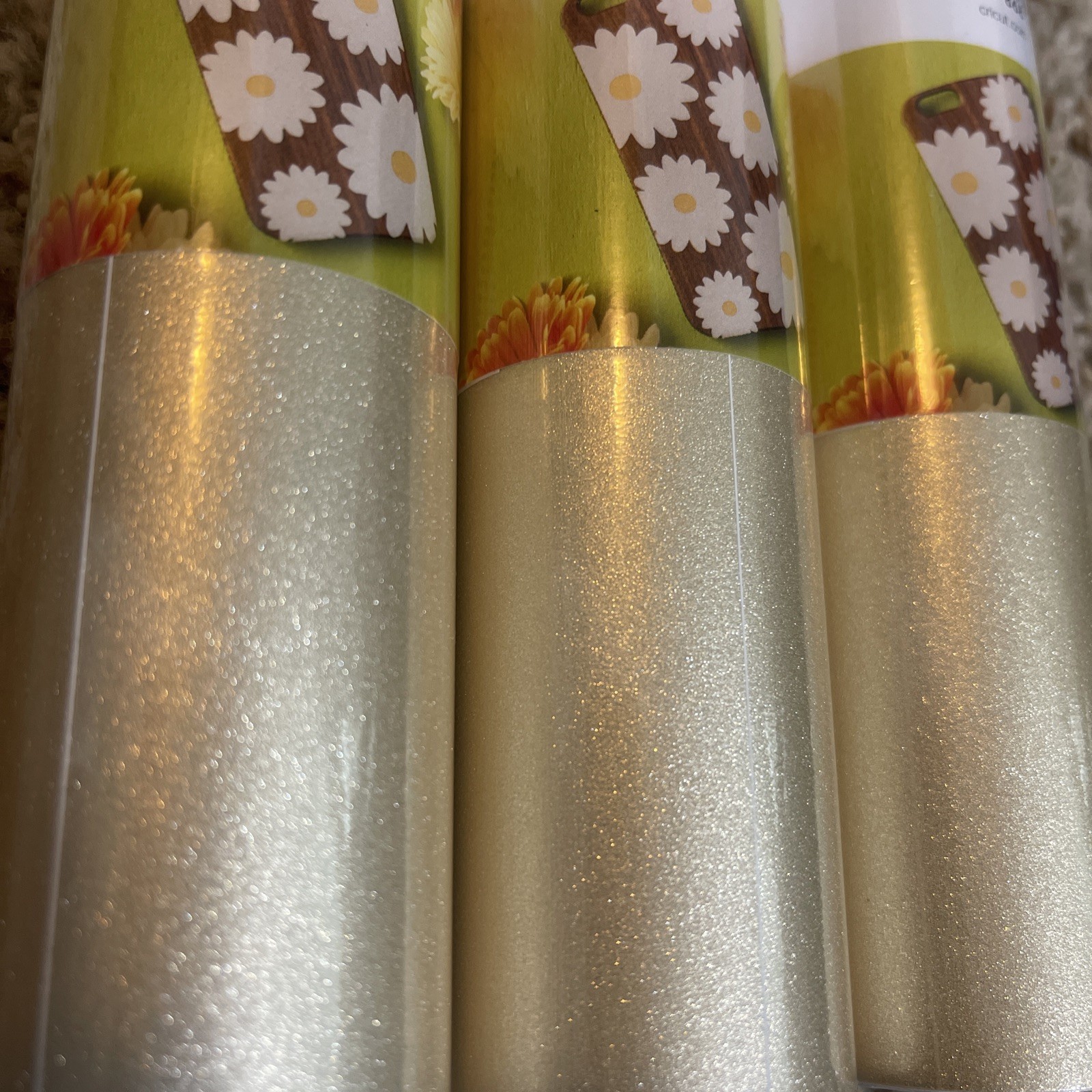 3 NEW SEALED Roll Cricut Premium Vinyl Shimmer Gold 12inx48in