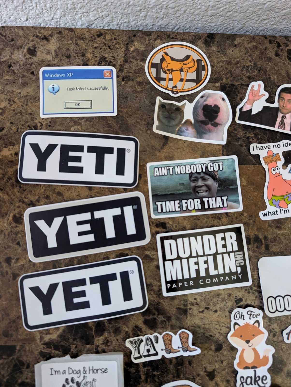 Lot Of Miscellaneous Stickers Western, Memes, Horses, The Office, Yeti, Etc