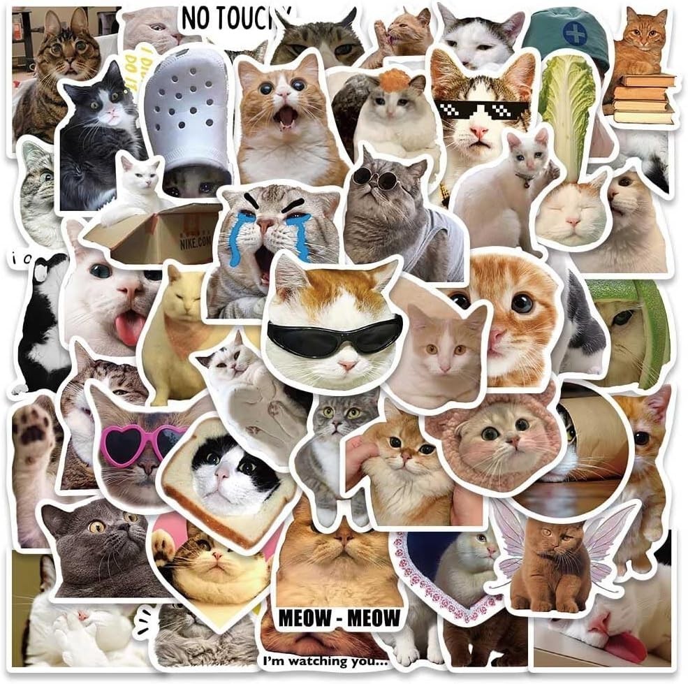 100PCS Funny Dog & Cat Meme Stickers Cute Cat & Dog Stickers Adults Teens