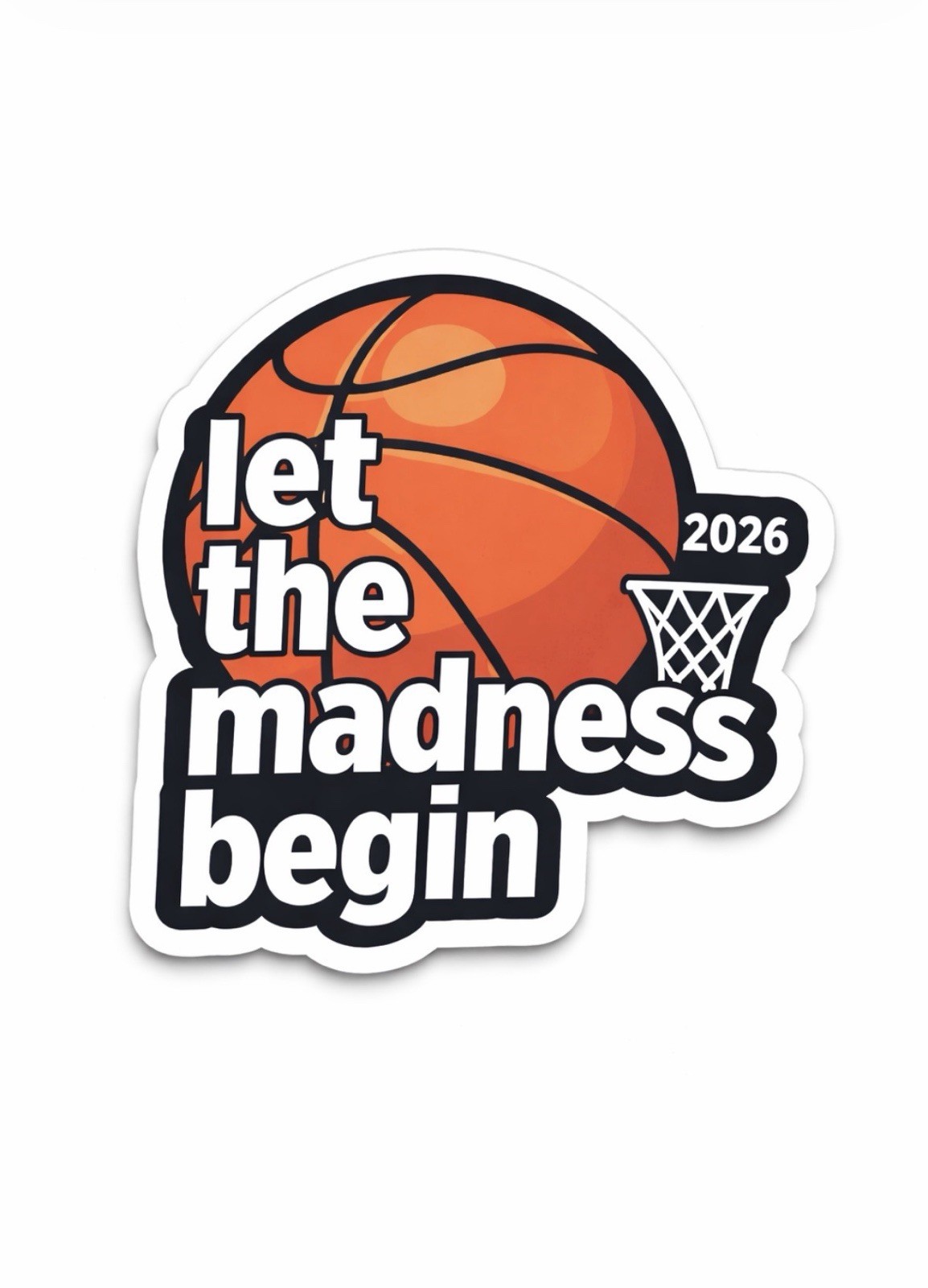 Basketball Vinyl Sticker, Modern Style, Small, Orange Black White