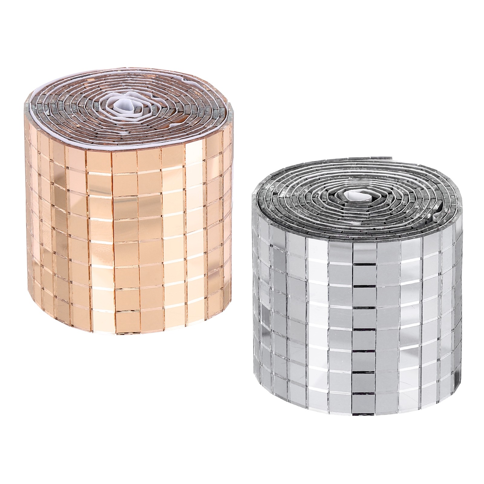 3200 Pieces Mosaic Tiles 5 x 5 mm Disco Tiles 2 Rolls (Rose Gold/Silver)