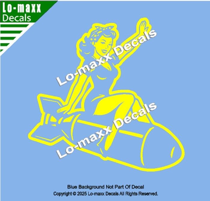WW II Hot Sexy Girl Bomb Nose Art Decal Die Cut Vinyl Sticker Multi Size/Color