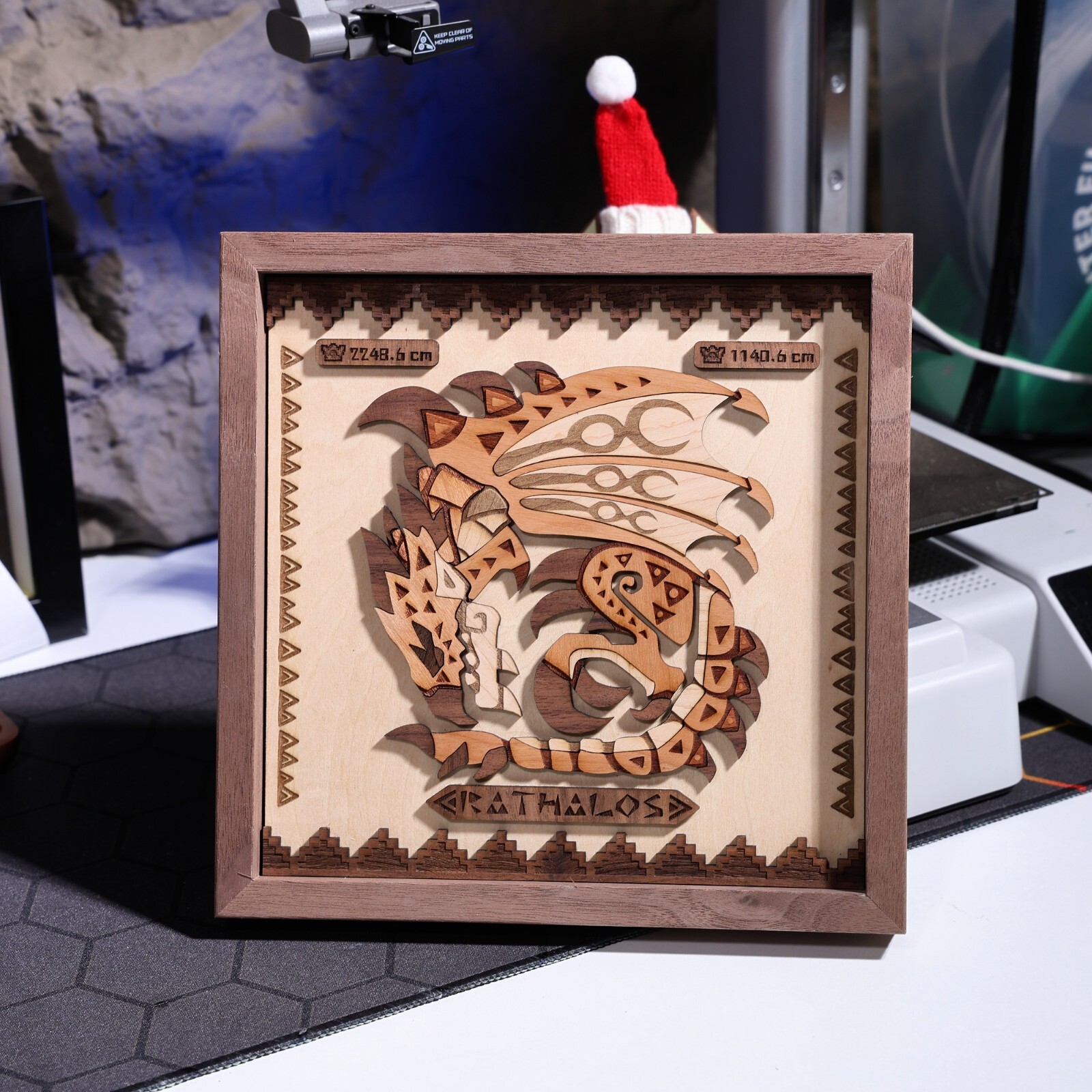 Handcrafted Rathalos Wooden Artwork | Perfect Gift for Monster Hunter Fans Gift
