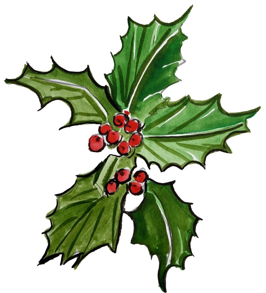 Christmas Holly Berries High Quality Decal Car Cup Golf Cart Window Wall Gift