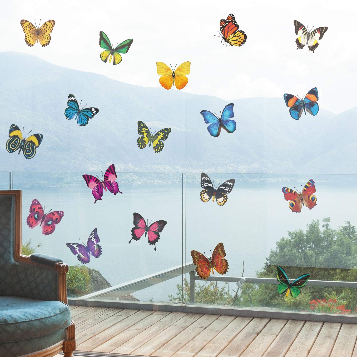 Outus 40 Pieces Butterfly Window Stickers for Glass Multicolor
