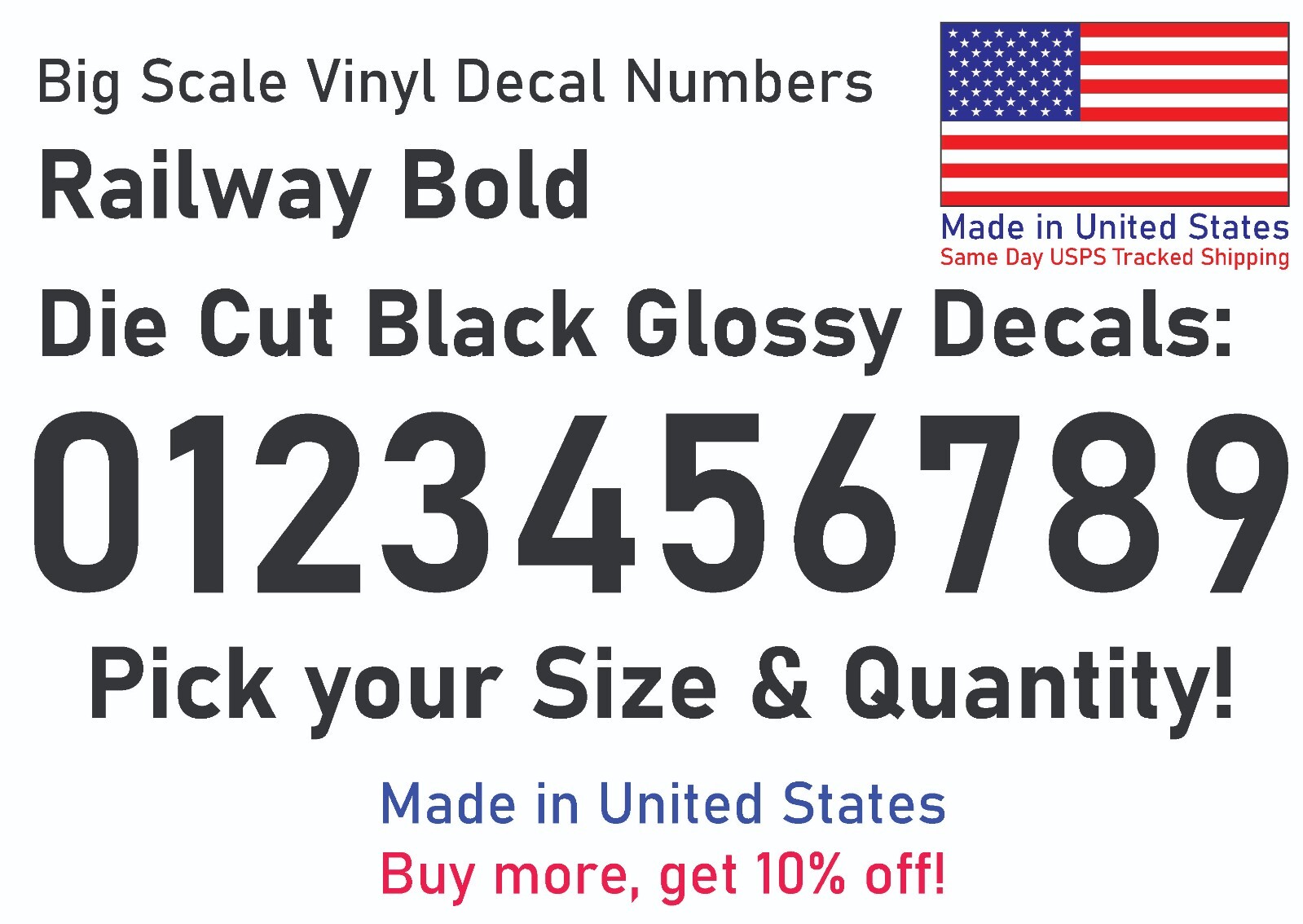 0-10 7"-32" Big Size Vinyl Die Cut Decal Numbers (Black), 6Yrs Outdoor Film