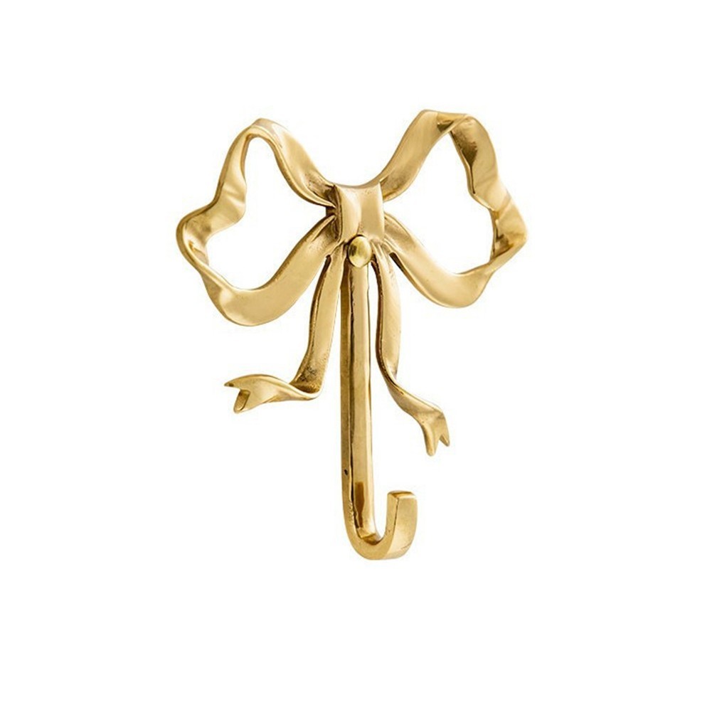 Wall Hooks with Bowknot Design Gold Tone Alloy 2.55 x 2.16 Inch per Piece