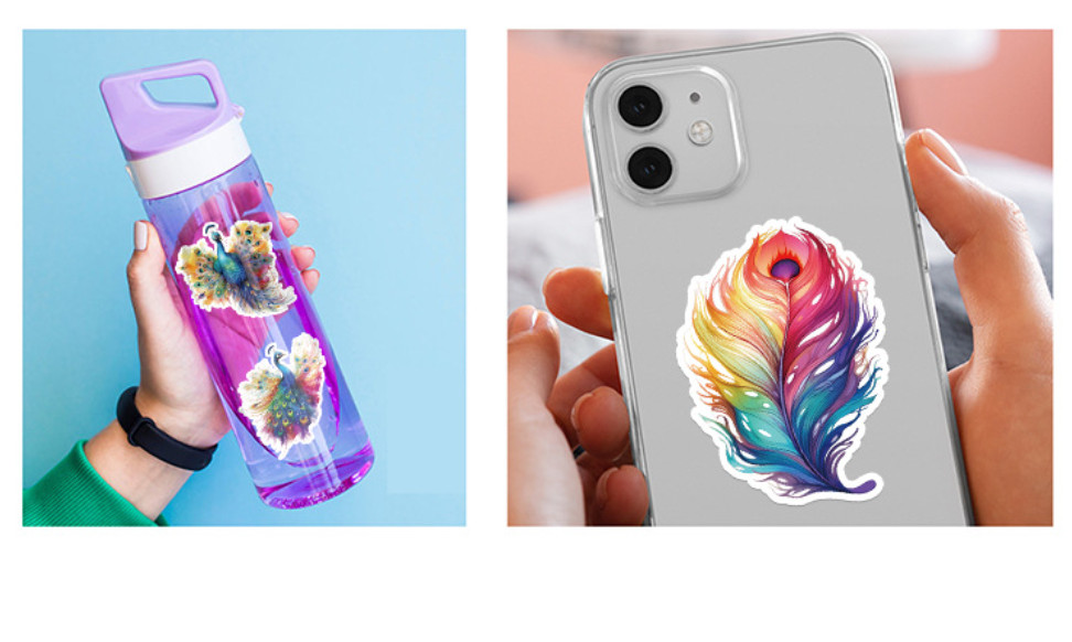 50Pcs Stickers Peacock Peafowl Laptop Luggage Phone Skateboard Car Fridge Vinyl