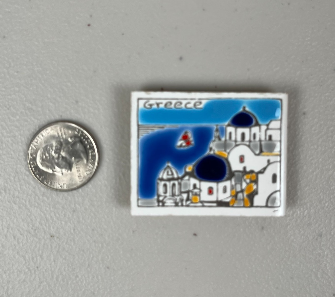 VINTAGE SANTORINI GREECE FRIDGE MAGNET TRAVEL PHOTO