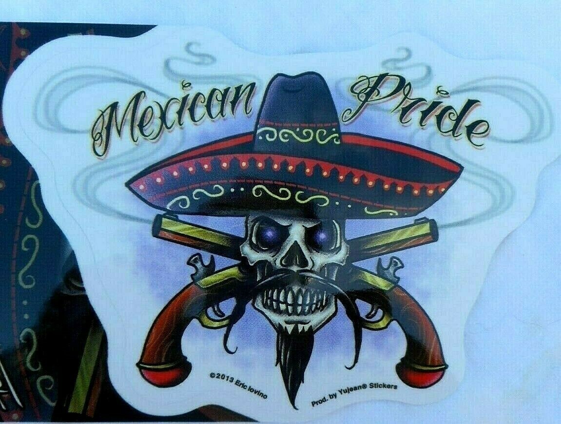 Mexican Pride Bandito Crossed Pistols Decal Sticker 6" x 4.1/4"