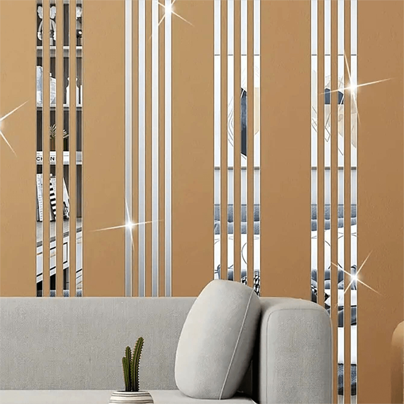 20Pcs Strip Acrylic Mirror Stickers Self Adhesive Home Wall Decoration
