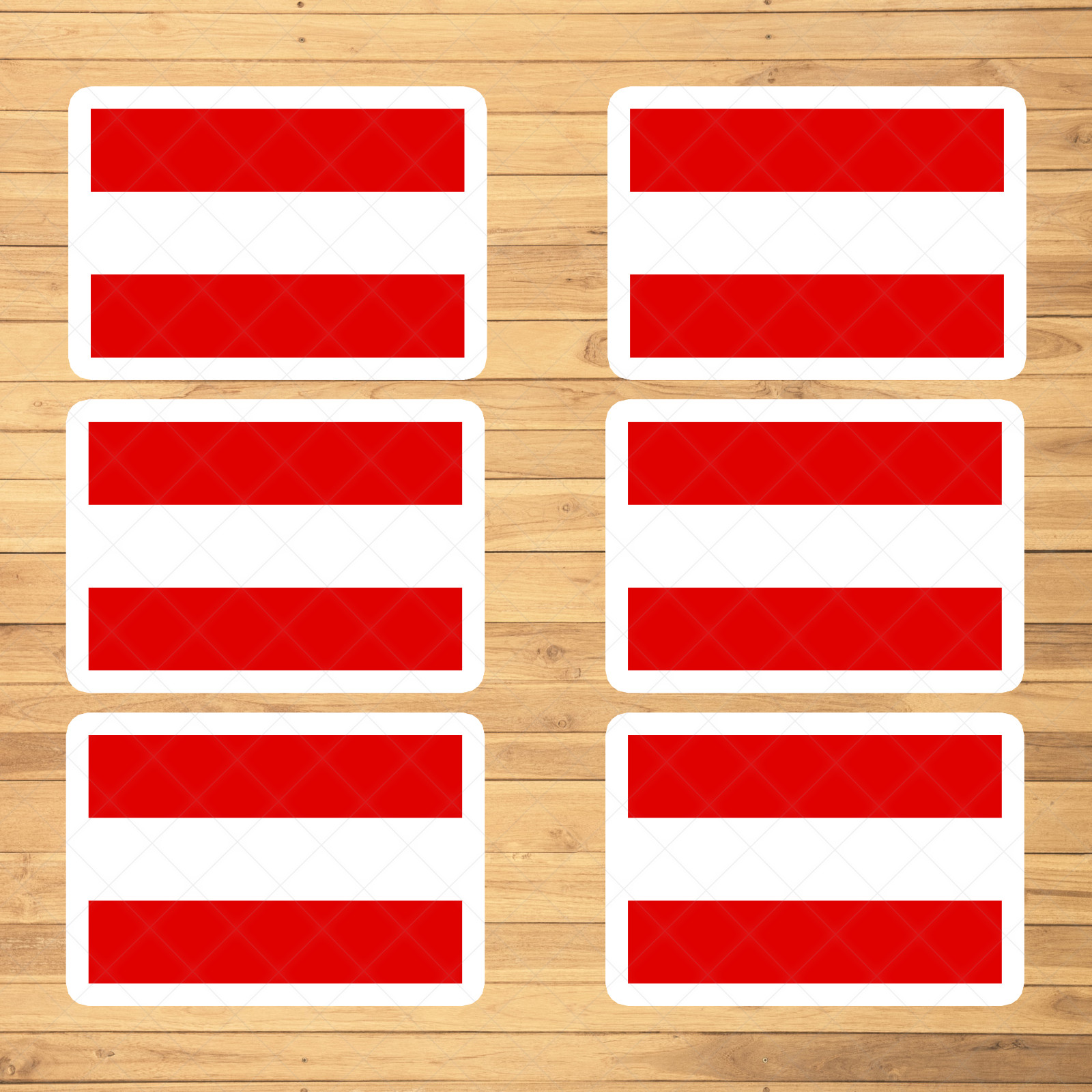 6 Pack Austria Flag Stickers – Durable Vinyl Decals for Cars, Laptops, and More