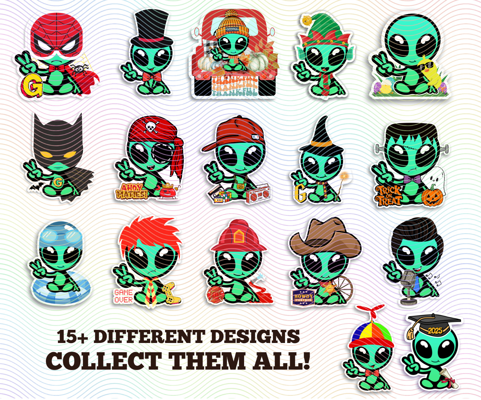 Alien George Waterproof Sticker, Cute Collectible Vinyl Decal, Fun Water Bottle