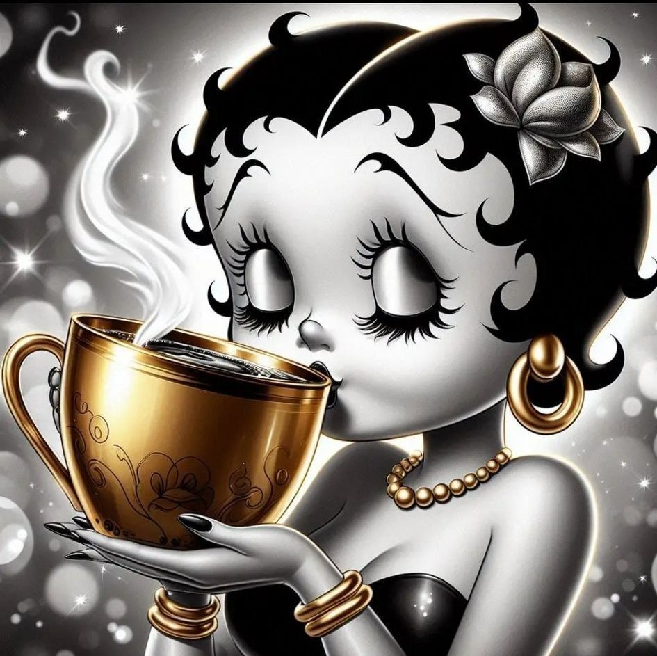 Coffee is Golden Betty Boop Sticker DecaLaptop Wall Mirror Cup Tumblr Locker Bin