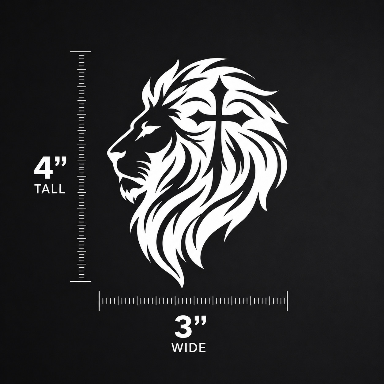 Lion Cross White Vinyl Decal Sticker Die Cut Car Window Laptop Christian 4"x3.2"