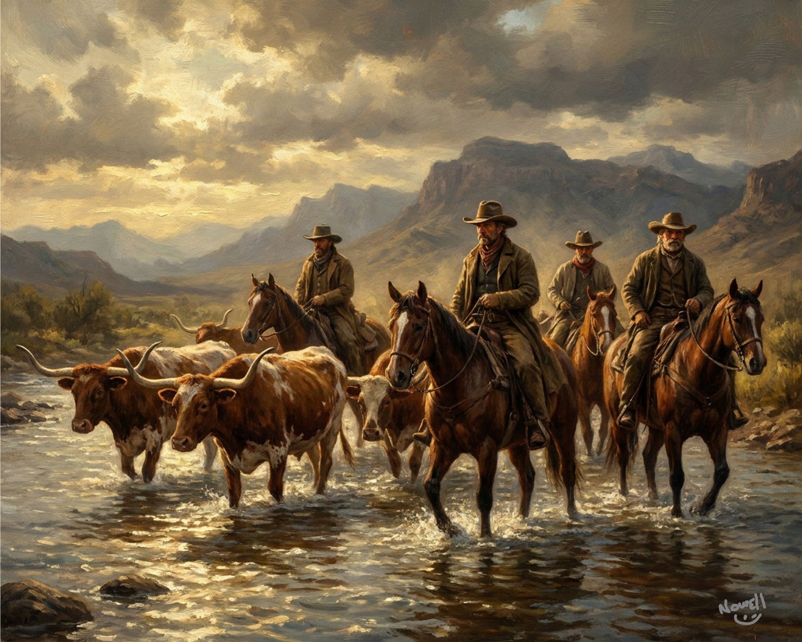 Lonesome Dove Cattle Drive Here They are Driving a Herd To Montana Canvas Wrap