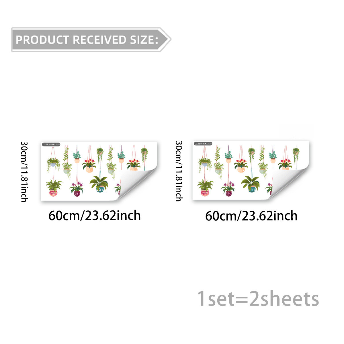 Window Cling Sticker Hanging Basket Design PVC Static White 11.81×23.62in