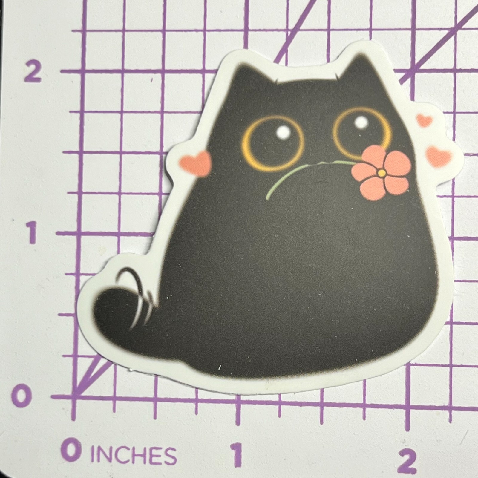 Flower LOVE Emo Kawaii Black Cat – Vinyl Decal Sticker Bomb Catitude Pets Feline