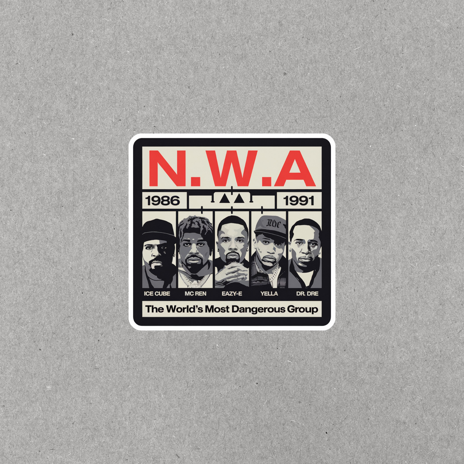 N.W.A Rap Group 1986-1991 Collectible Music Sticker The World's Most Dangerous G
