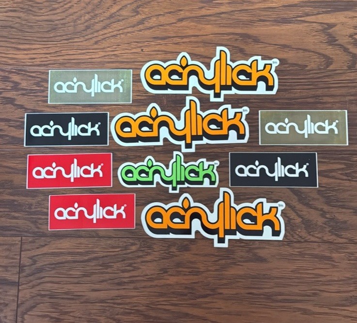 Y2K Acrylick Sticker Lot Of 10 Street Wear Art Music Decal Brand New Logo Decals