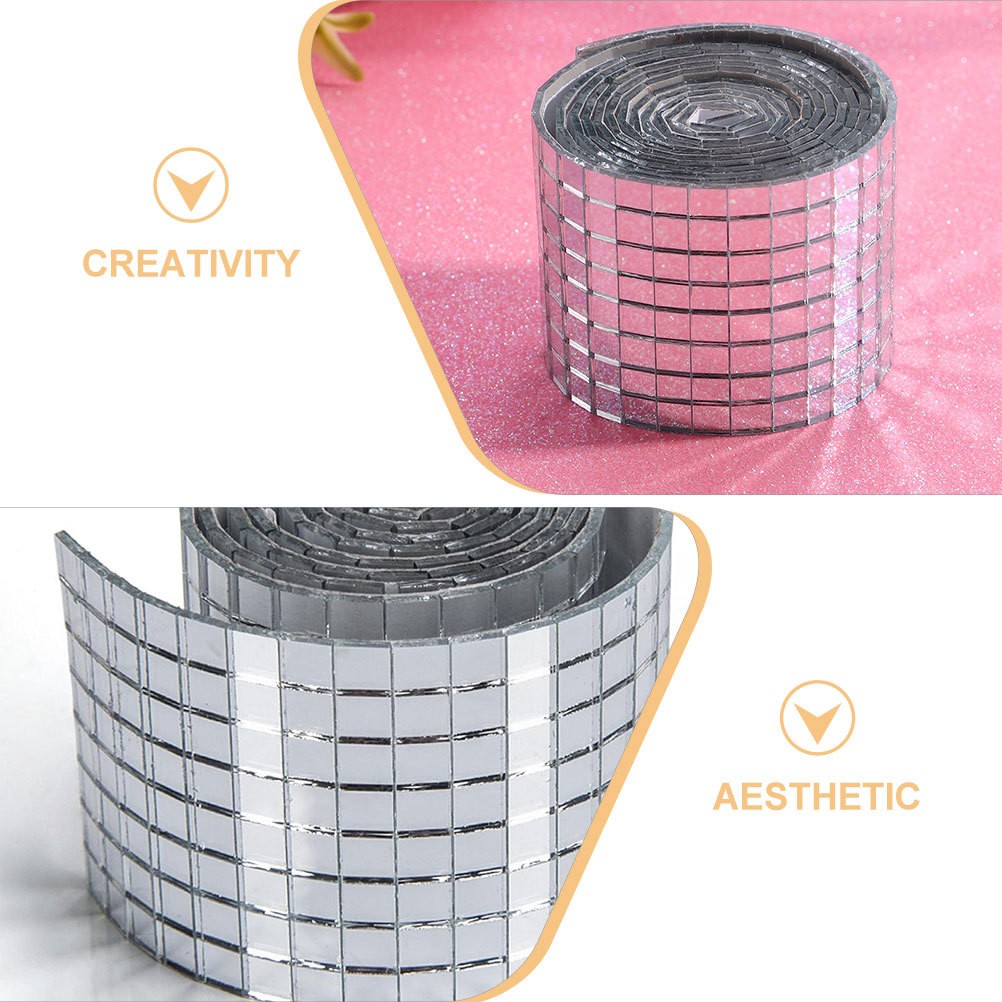 Silver Fiberglass Mirror Tiles Roll Self Adhesive Mosaic Pieces For Diy Craft