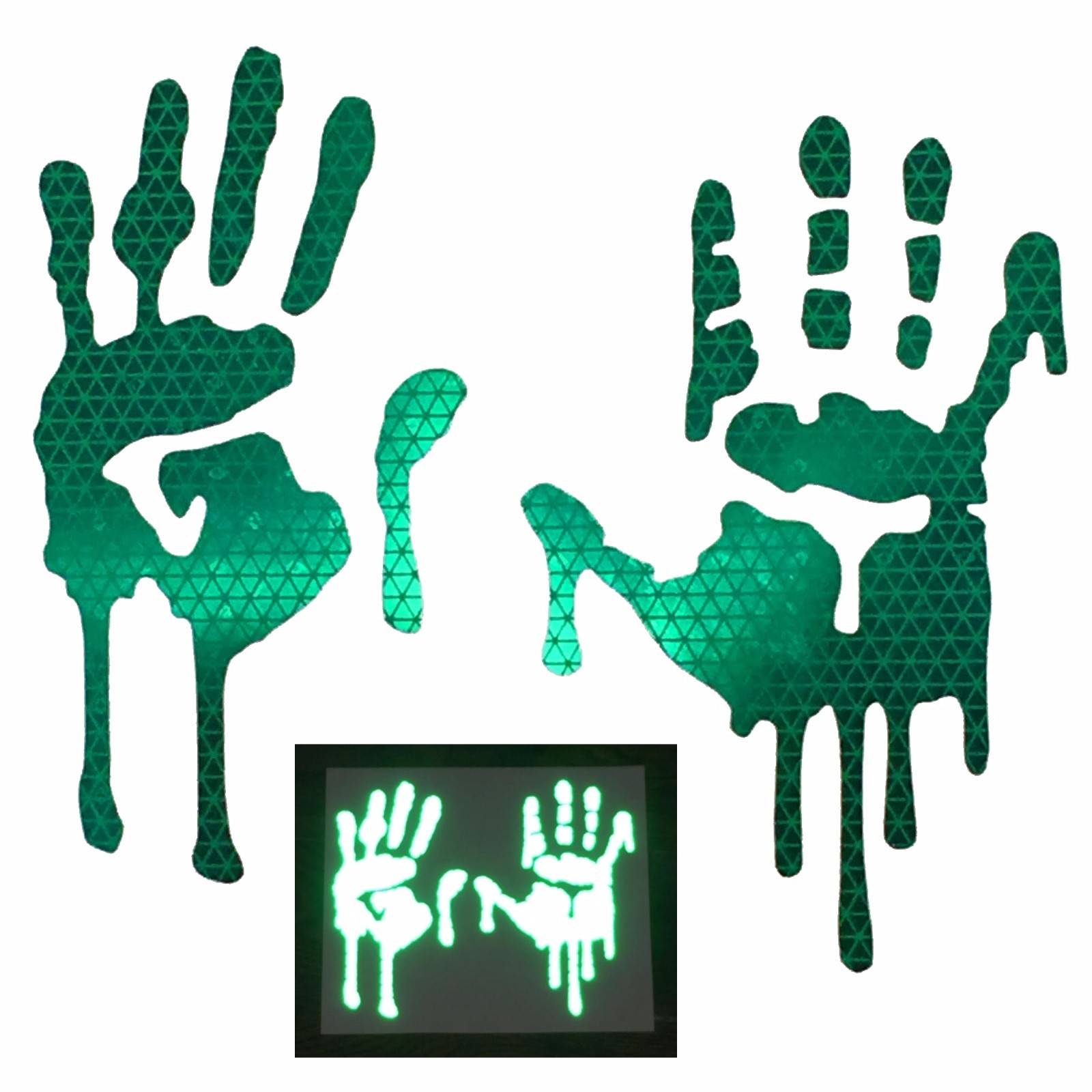 High Intensity REFLECTIVE Dripping Bloody Hands Decals Stickers Helmet Car Bike