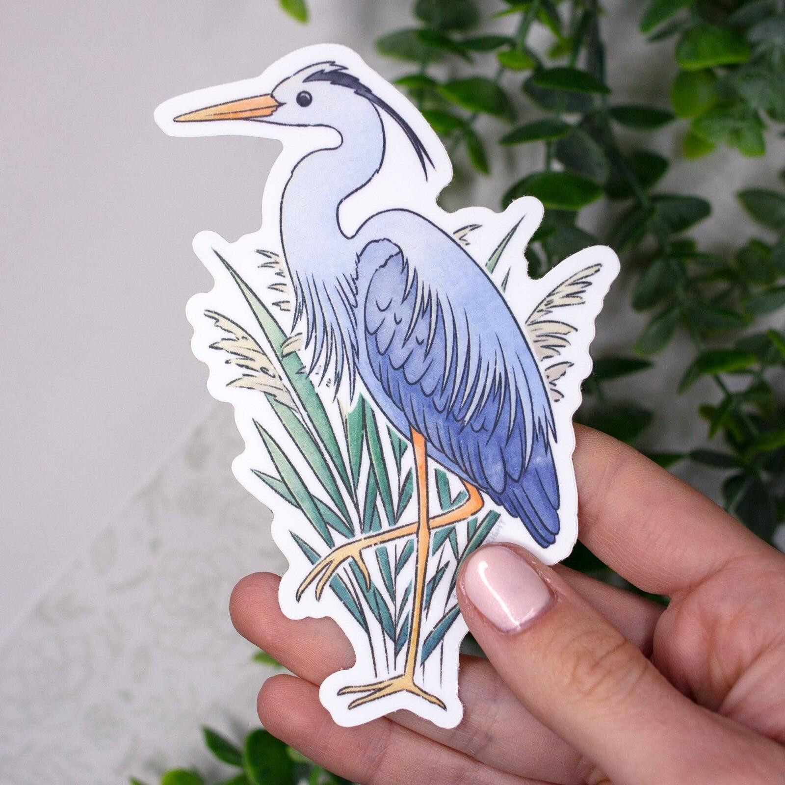 Heron Bird Sticker Large Waterproof Vinyl Wildlife Nature Decal Laptop Journal
