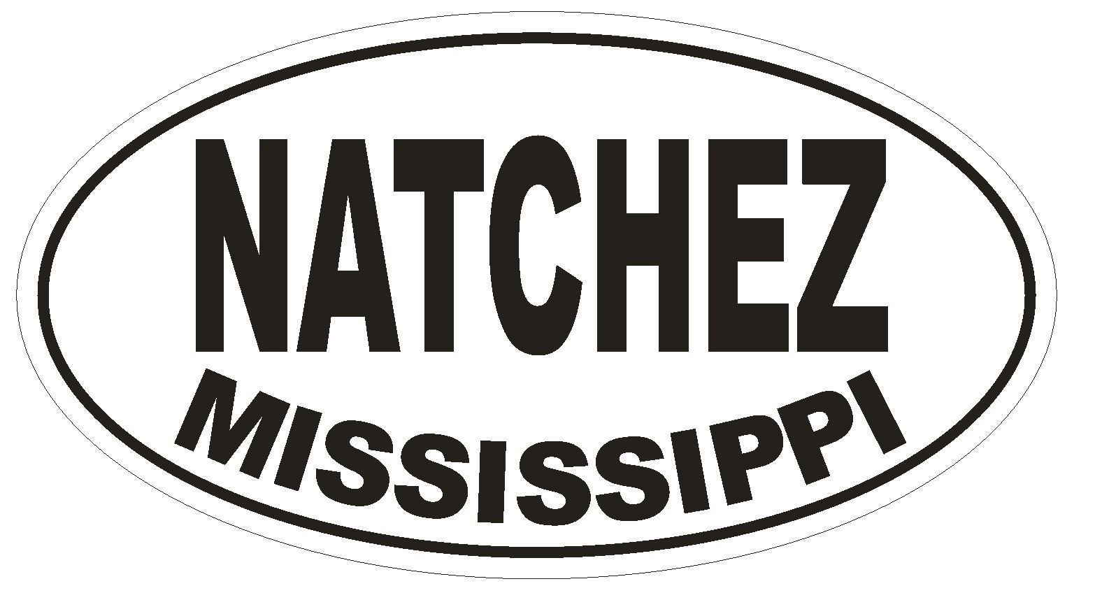 Natchez Mississippi Oval Bumper Sticker or Helmet Sticker D1487 Euro Oval