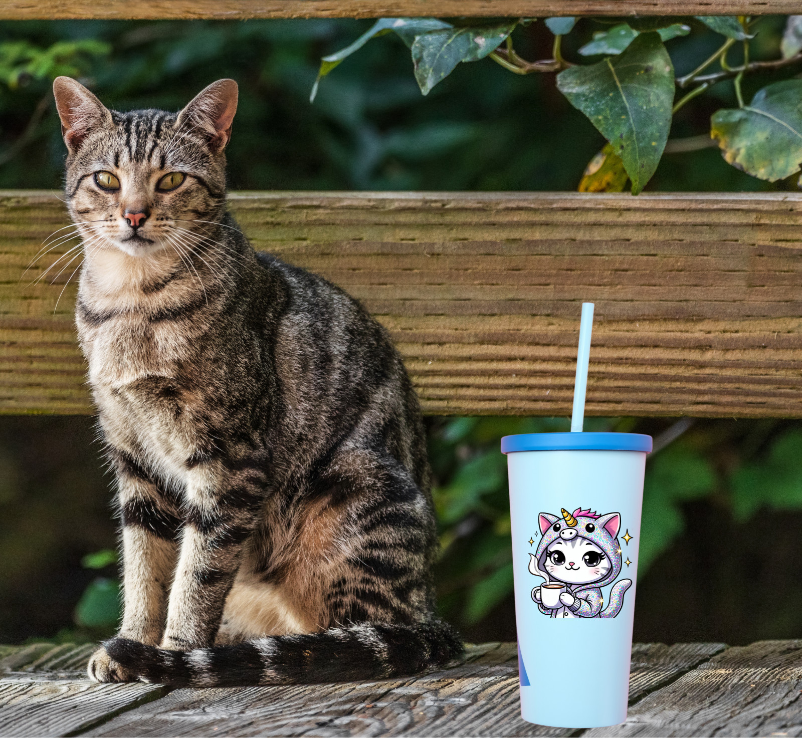 Kawaii Cat Coffee Lover Decal – Cute Cocoa Cat Sticker, Cute Gift