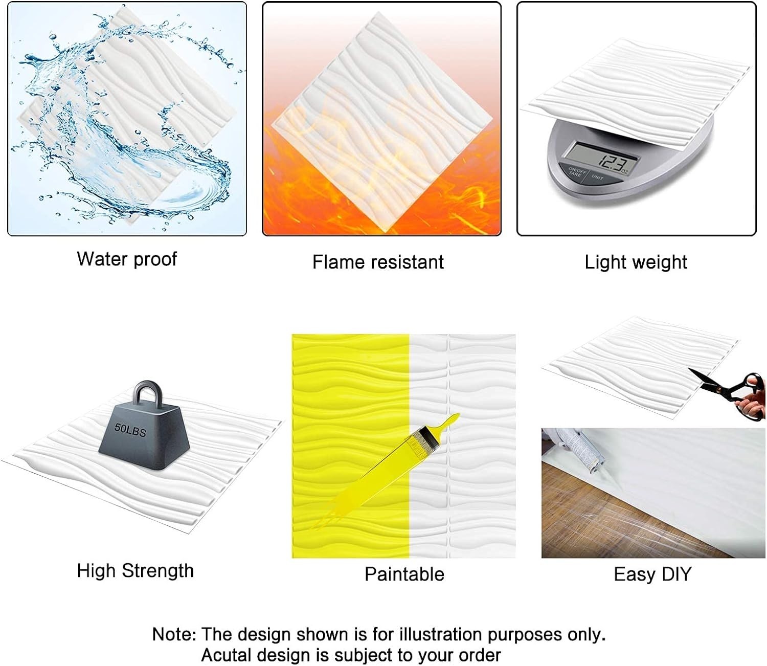 12 Pack 3D Diamond Design Wall Panels 19.7"x19.7" PVC Panel for Interior Wall…