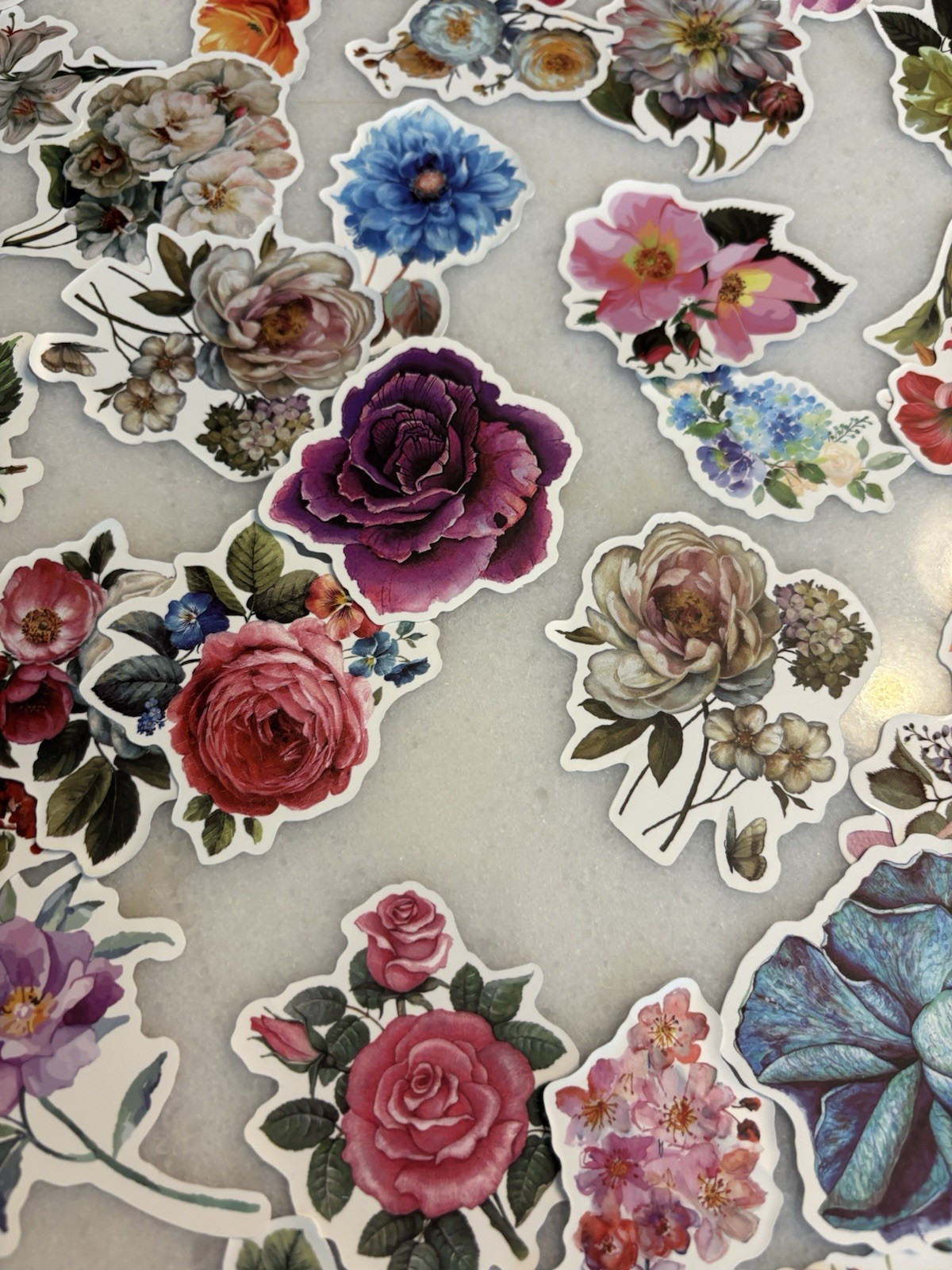 Floral Flower Stickers/Decals Multicolor Assorted Mixed Designs Lot of 70