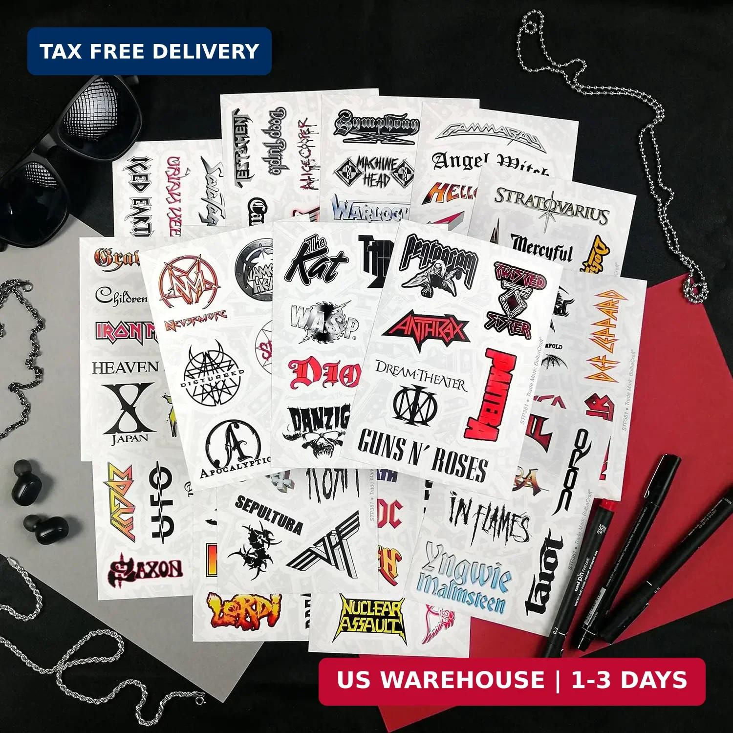 BulbaCraft 100Pcs Heavy Metal Band Stickers, Rock Stickers, Heavy Metal Gifts fo