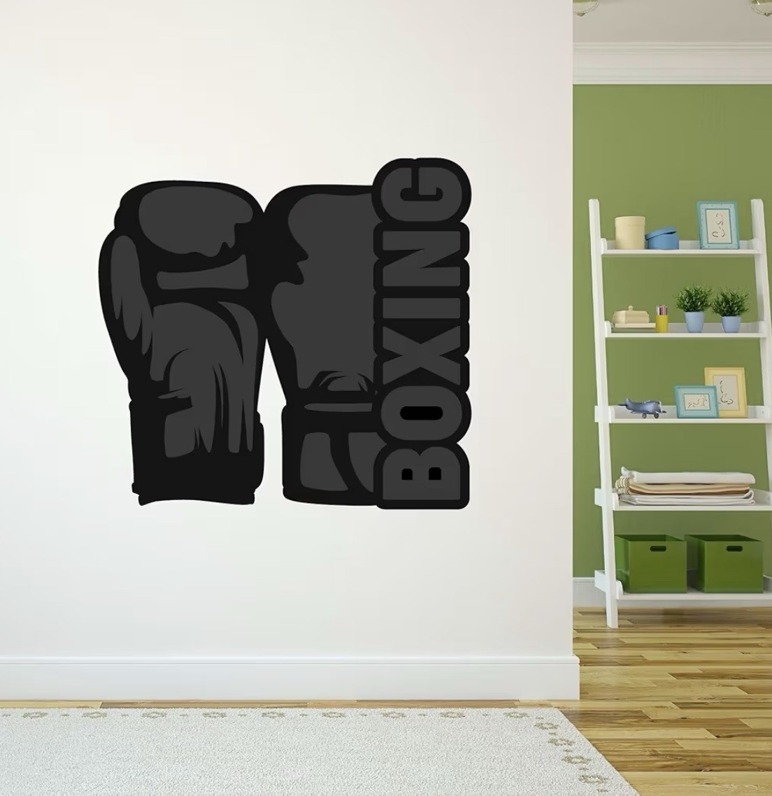 Boxing Wall Decal Black 30×27 Vinyl Gym Fitness Wall Sticker Gloves