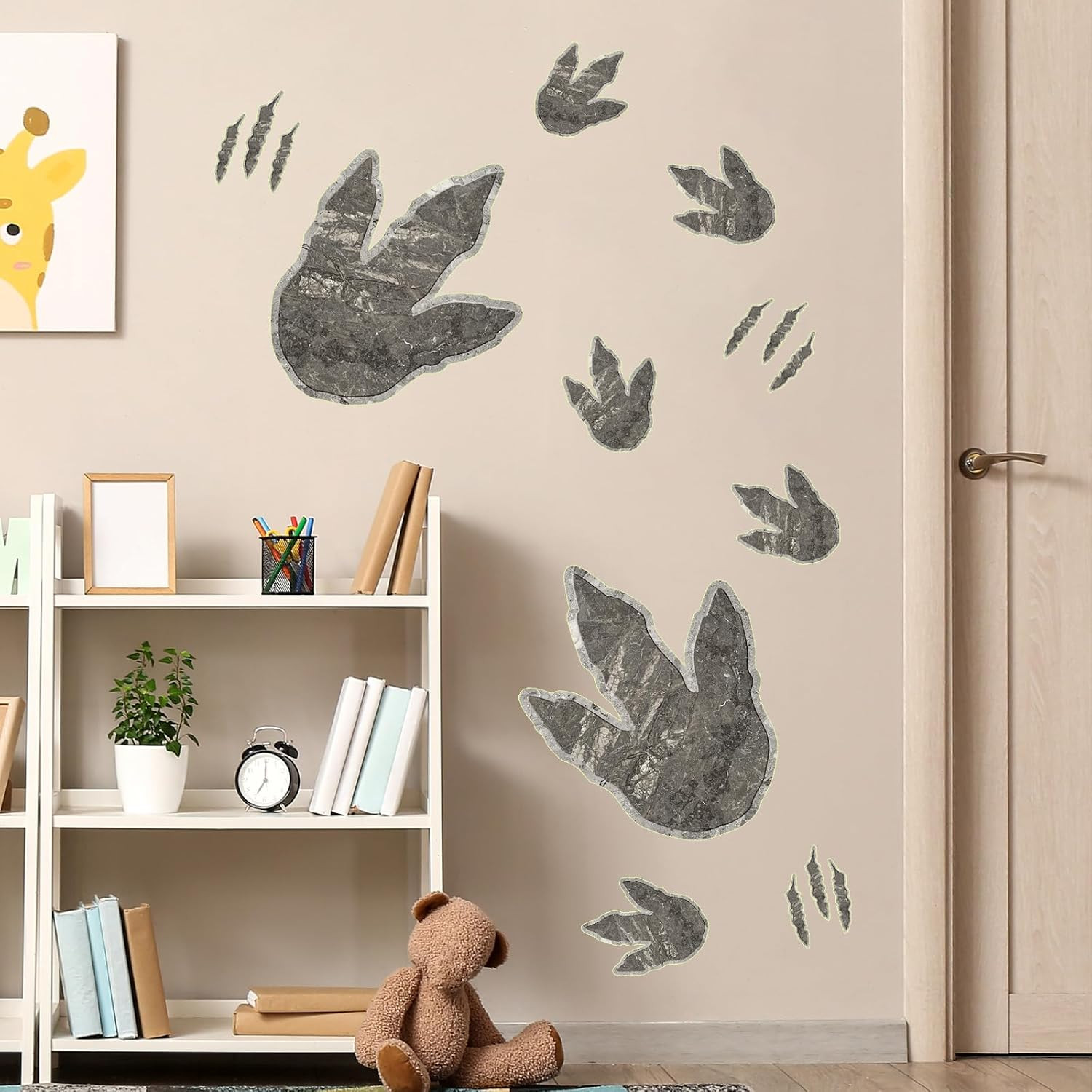 Vancoup Glow in the Dark Dinosaur Footprints Wall Decals | Cute Dino Tracks Wall