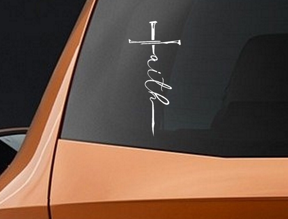 BERRYZILLA Faith Cross with Rust Nails decal for Laptop Mug Car Window Sticker