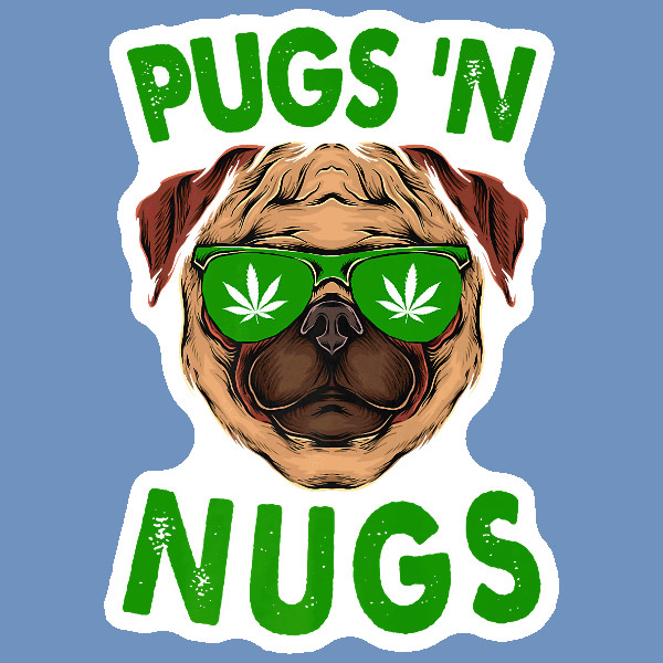 Pugs N Nugs Stoner Sticker Cannabis 420 UV Safe Weed Ganja Sticker Cannabis Art