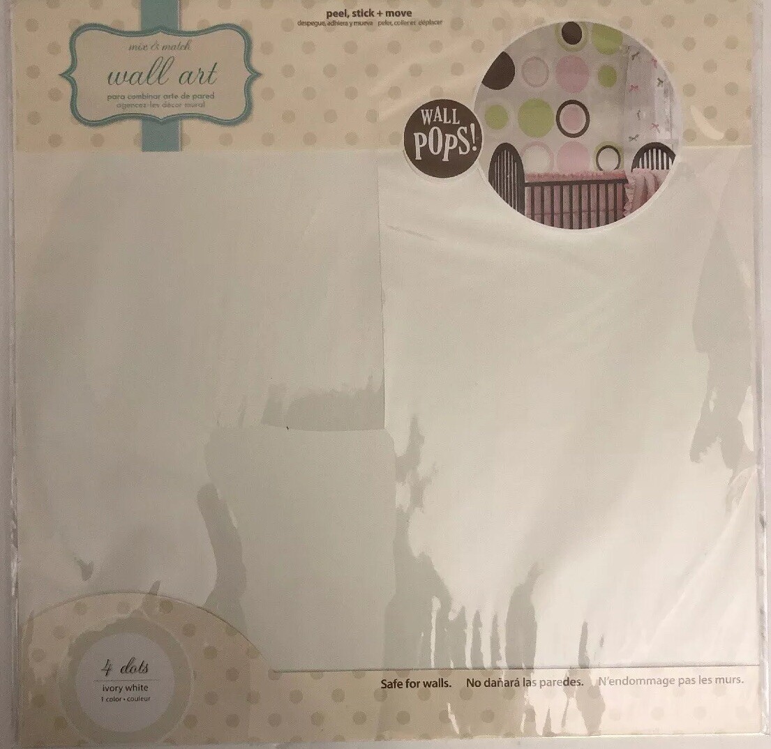 WallPops! Brewster Home Fashions WPD98817-4 Pcs 13” Ivory/White Dots-RARE-SHIP24