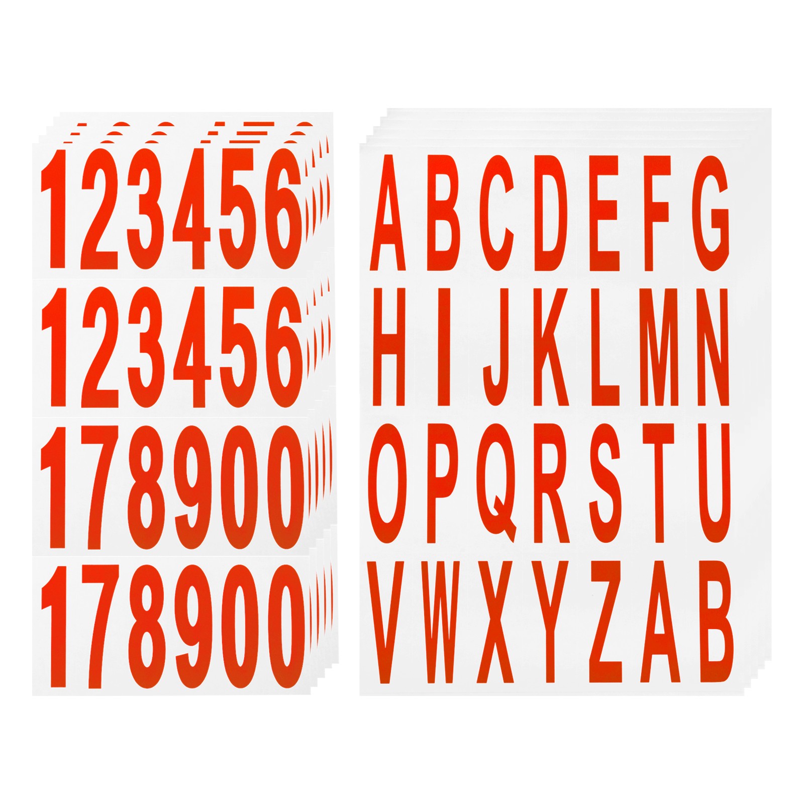 10 Sheets Mailbox Numbers and Letters for Indoor/Outdoor Decals, Red in White