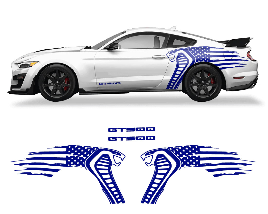 Aftermarket Ford Mustang Cobra USA Flag GT500 Graphics