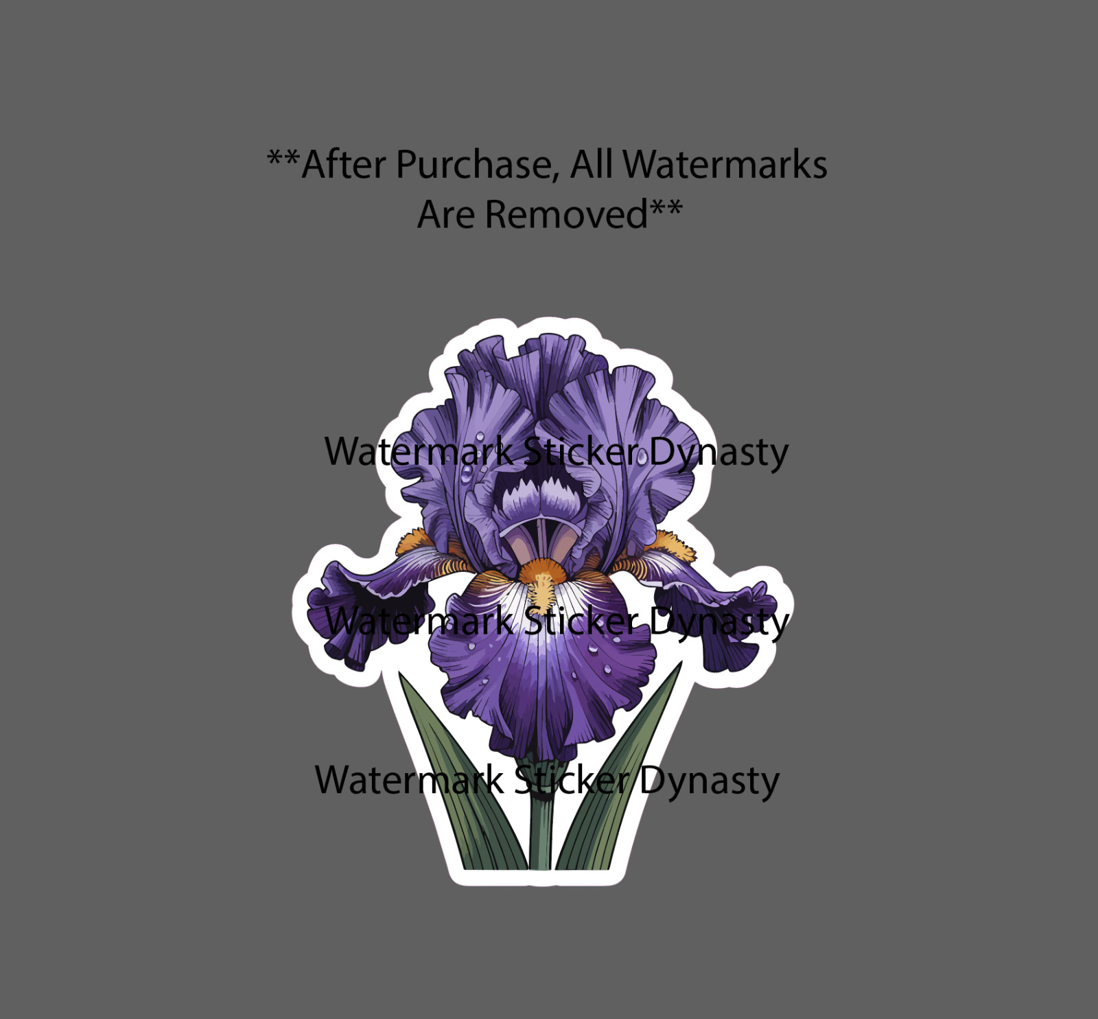 Iris Sticker Waterproof Decal Flower Floral Outdoor Nature Garden Gift NEW