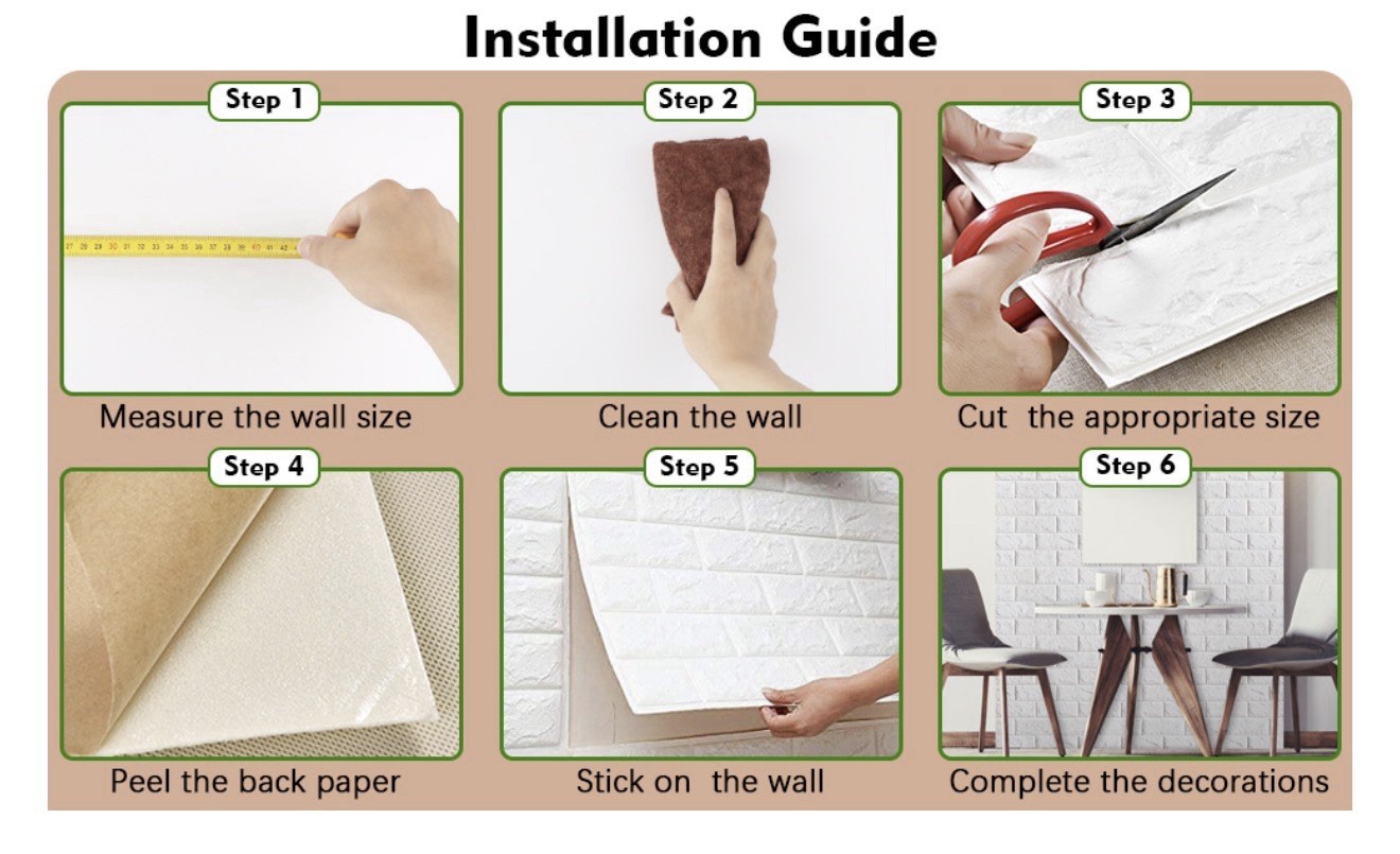 White 3D Foam Wall Panels Peel and Stick Brick Wallpaper 10 Pack 59 Sq Ft