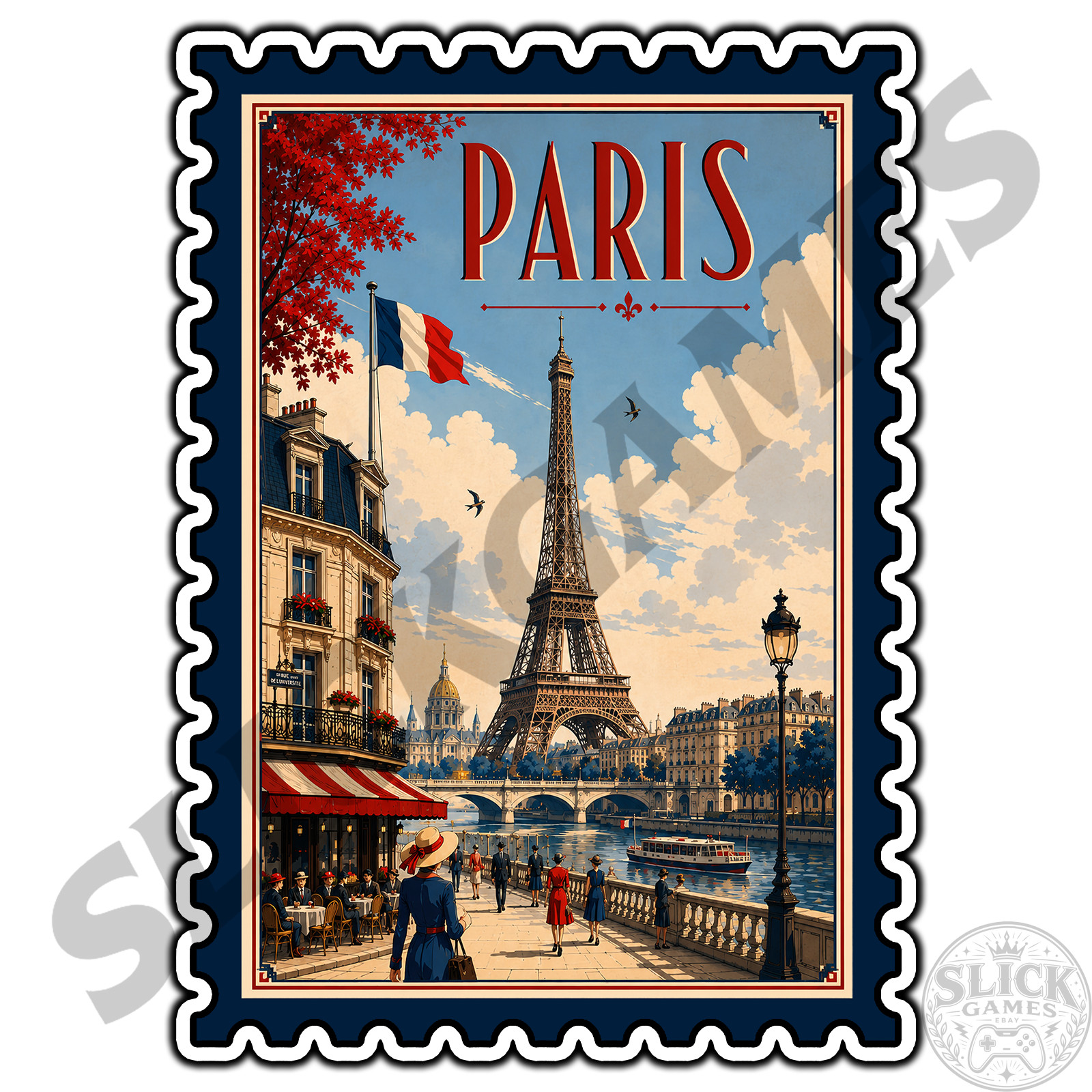 Paris France Travel Postage Stamp Sticker #1 Waterproof Vinyl Decal Die-Cut