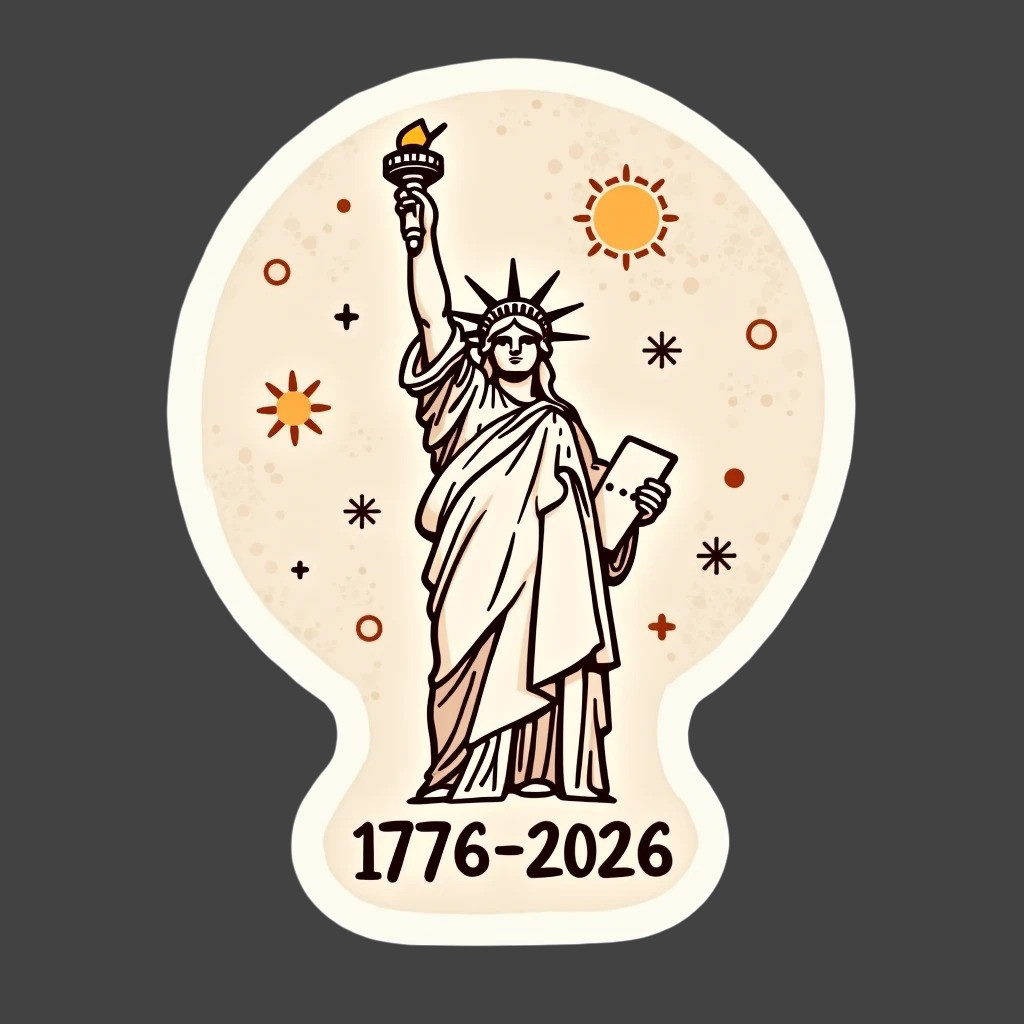 250 Years Sticker Vinyl Decal Statue of Liberty 1776 2026 Patriotic USA