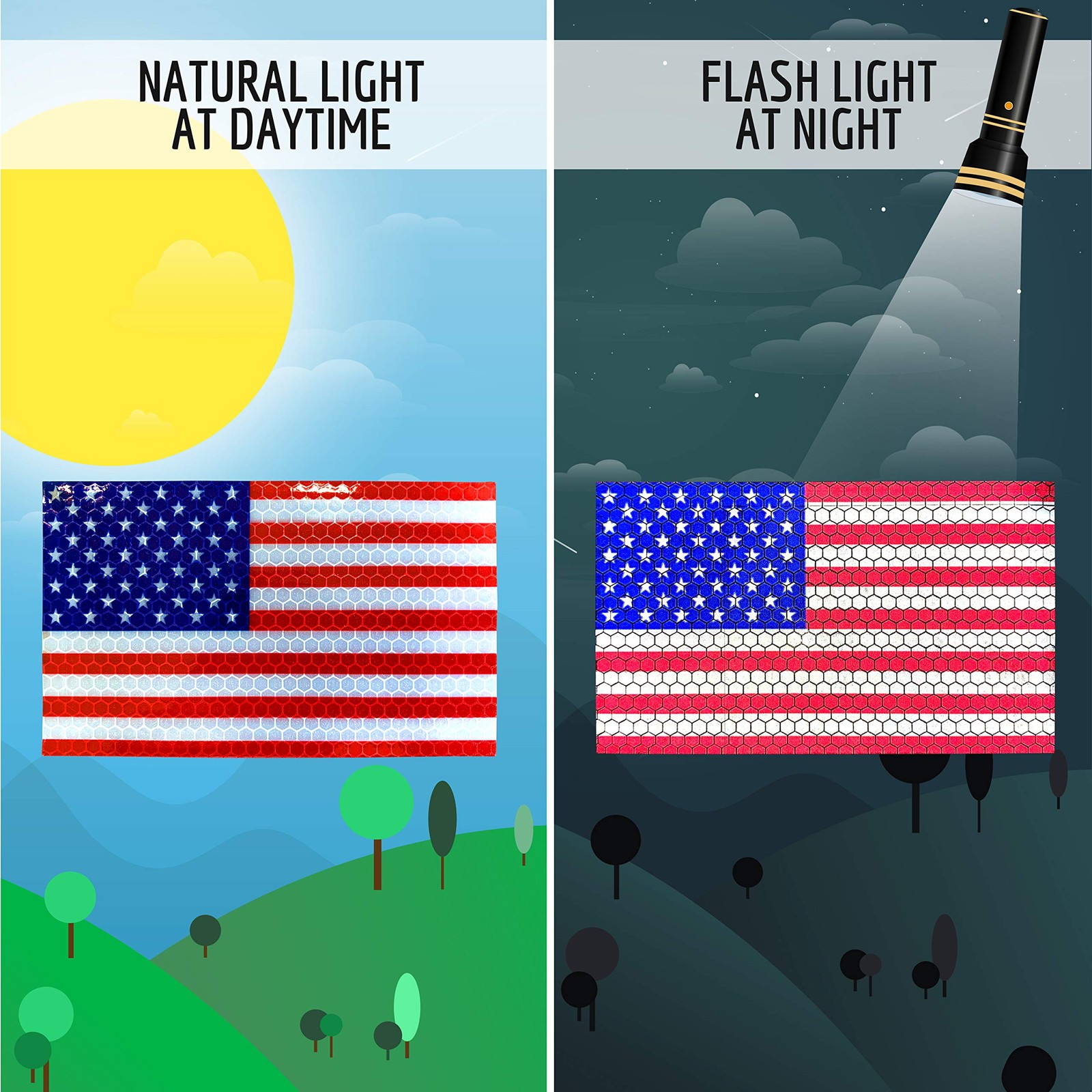 3PC Reflective American Flag Sticker – 5×3 Inches – American Flag Decal Stickers