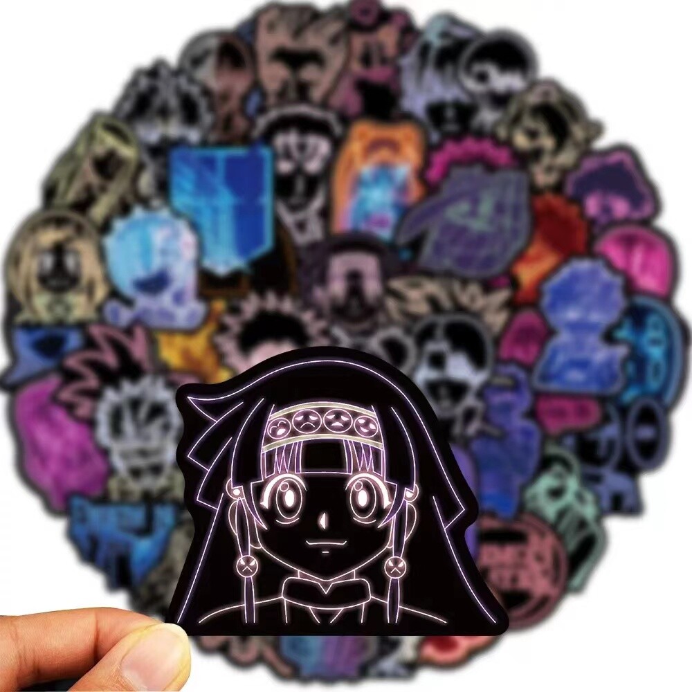 50Pcs Vinyl Anime Neon Stickers Pack Bomb Laptop Guitar Water Bottle Decals Lot