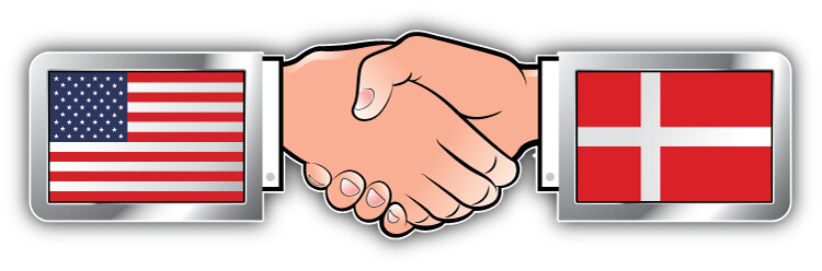 Usa Denmark Hand Shaking Flags Car Bumper Sticker Decal