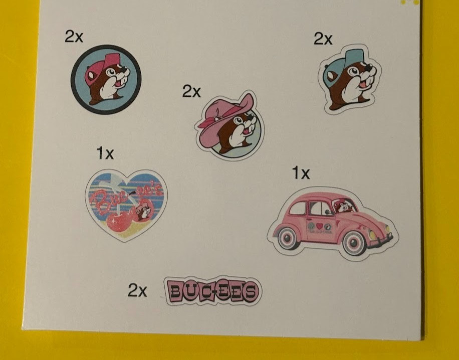 CUTE! Buc-ee’s Variety Sticker Pack – 10 Stickers – Different Sizes 6 Designs