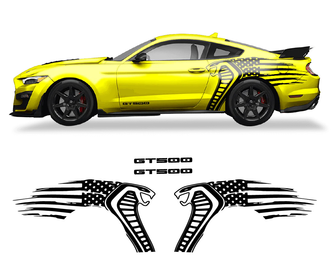 Aftermarket Ford Mustang Cobra USA Flag GT500 Graphics